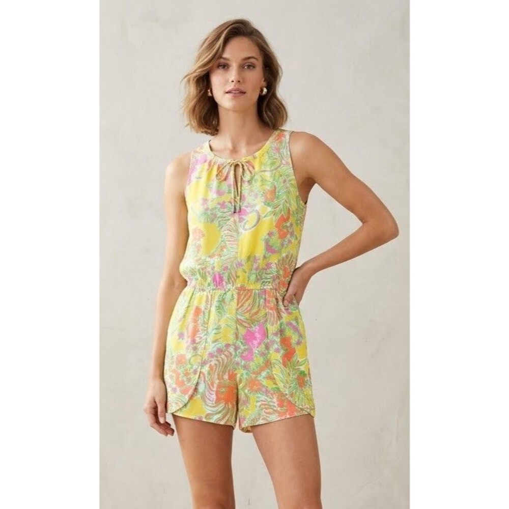 Lilly Pulitzer Women’s Yellow Floral Romper Size Medium